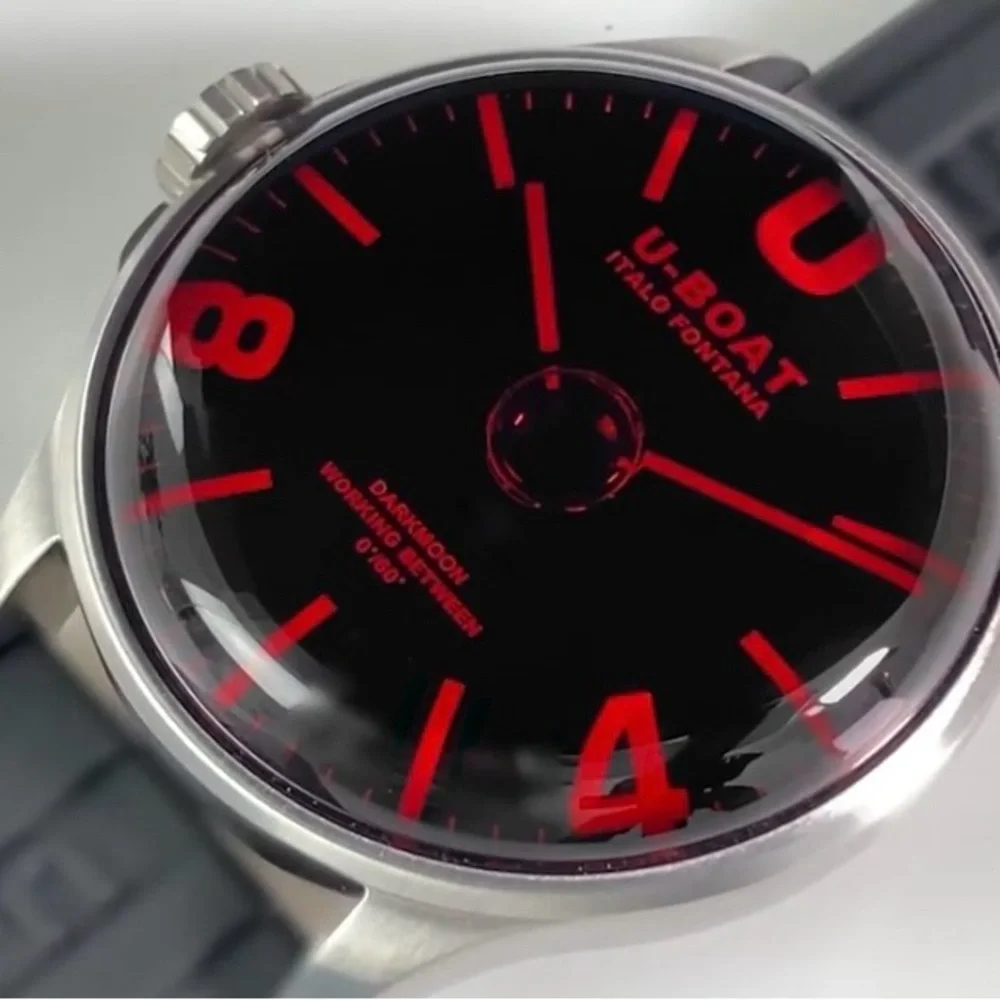 U-Boat Darkmoon Watch Red Glass 44mm Silver/ Black - Picture 1 of 8